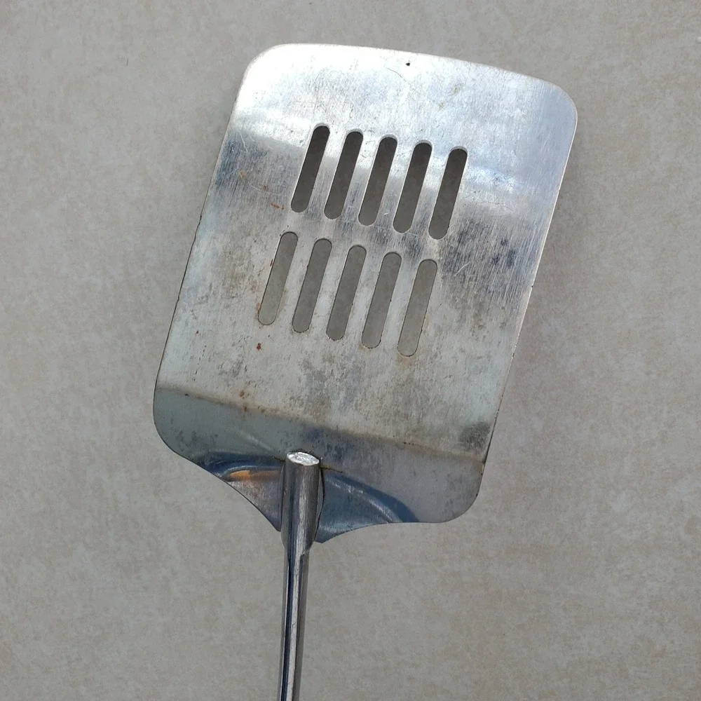 Vintage Metal Spatula Slotted Turner Wood Handle‎ Kitchen Utensil Cooking Tool